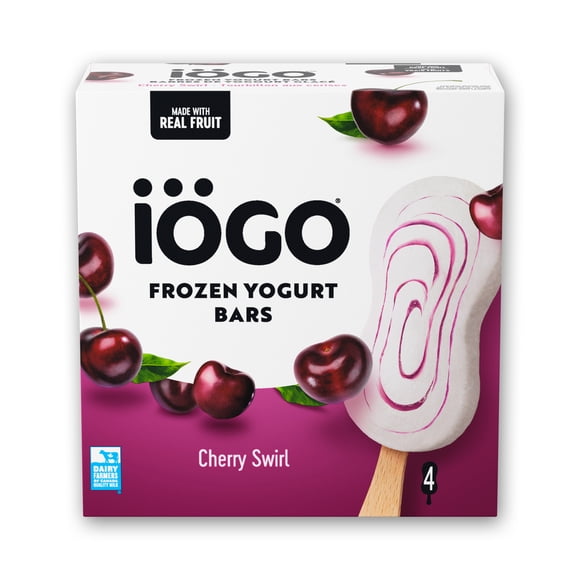 IÖGO Barres de yog. glacé, Tourb. cerises, vrais fruits et prod. lait., 100 cal. 4 x 80 ml