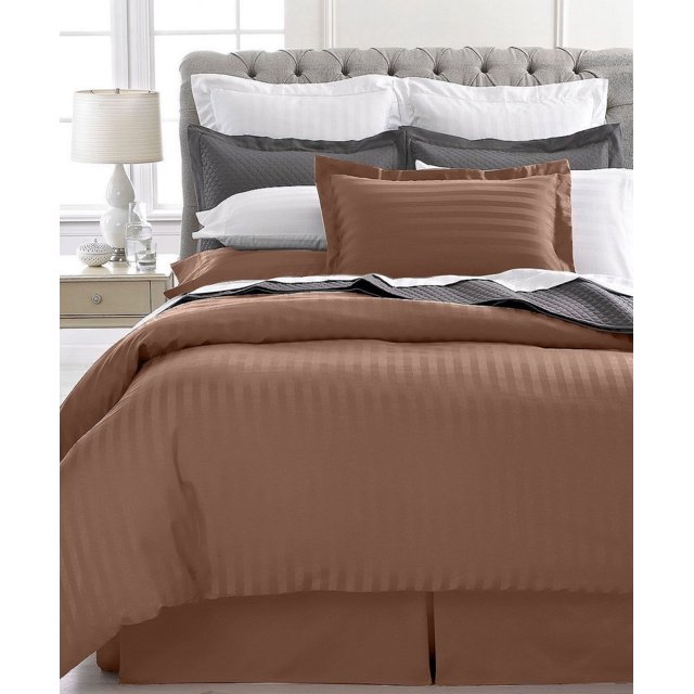 Ultra Soft 1800 Series 2 PC Striped Duvet Set (Twin, Brown)