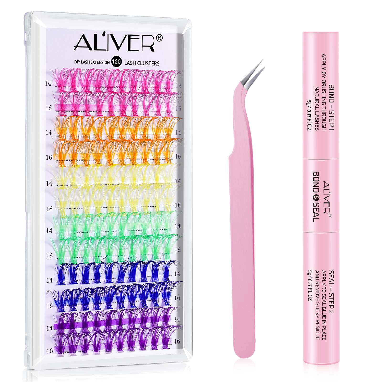 DIY Lash Extension Kit, Lash Cluster 120 Pcs with 72h Strong Hold Lash Bond and Seal + Cluster Eyelashes Applicator Tool Eyelash Extensions Kit for Self Applicator at Home