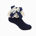thumbnail image 1 of NIEWTR Girls Lace Ruffle Socks Toddler Cotton Cute Fancy Ruffled Frilly Princess Dress Ankle Short Socks for Little Kids Girl(A-Navy,3-4 Years), 1 of 7