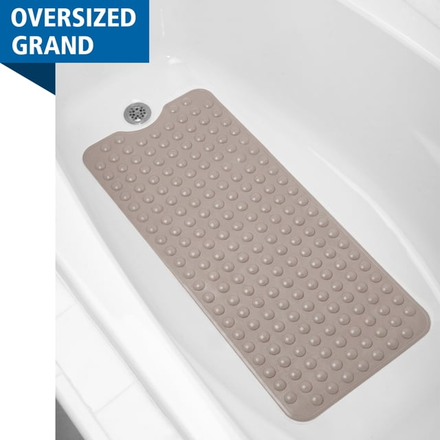 Mainstays Oversized PVC Tub Mat for Inside Bathtub or Shower, 39.5" x 15.8", Taupe