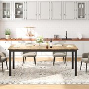 QinaQin 71 Inch Industrial Dining Table Large Rectangle Kitchen Table with Metal Legs Round Corners for Dining and Living Rooms (Table Only)