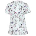 thumbnail image 2 of EGNMCR T-Shirts pour Femmes Femmes Manches Courtes Col en V Hauts Uniforme de Travail Blouse à Imprimé, 2 of 4