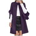 thumbnail image 2 of Lovzfmll Manteau Trench en Laine pour Femme, Revers Cranté Mode avec Poches à Rabat Violet, 5TG, 2 of 3