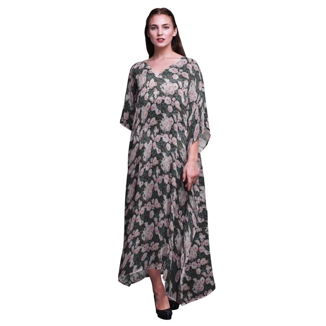 Bimba Kaftan Floral pour Femmes, Tenue d'Intérieur de Vacances, Robe Maxi, Couvre-Maillot de Plage - TG-3X
