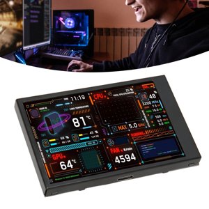 Moniteur de temps de l'ordinateur, double graduation progressive USB C 3.5 1 cm PC CPU Moniteur de données IPS Écran pour le châssis