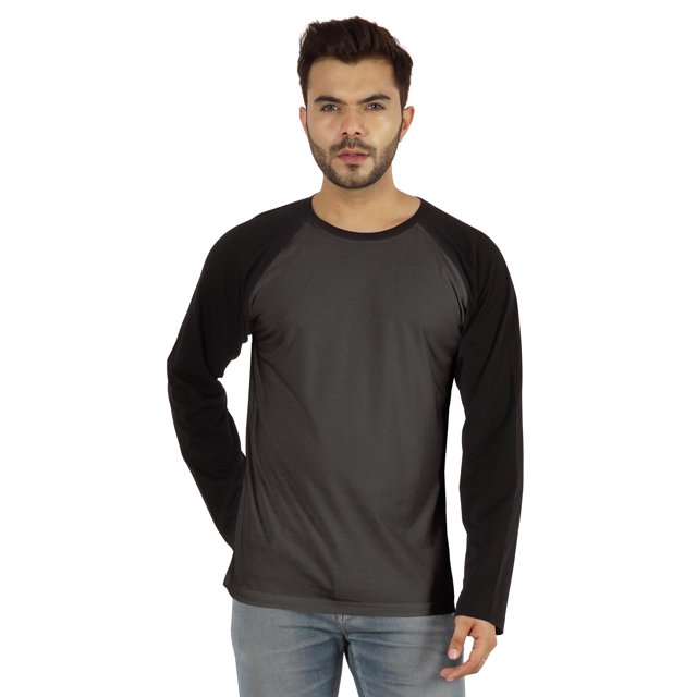 Inkmeso Men's Regular Fit Round Neck Shirt Solid Raglan Long Sleeve T-Shirts