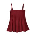thumbnail image 4 of AherBiu Camisole Tops for Women Boho Ruffle Spaghetti Strap Square Neck Sleeveless Ruched Cute Tank Tops, 4 of 6