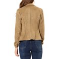 thumbnail image 3 of INSPIRE CHIC Women's Faux Suede Button up Casual Open Front Drawstring Long Sleeve Blazer XL Khaki, 3 of 6