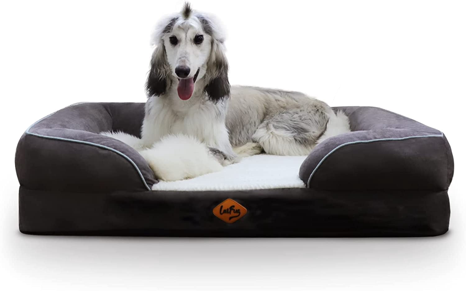 Laifug Orthopedic Large Dog Bed for Large Dogs, Memory Foam Dog Sofa Beds with Waterproof Liner and Removable Washable Cover,38x30x9, Grey