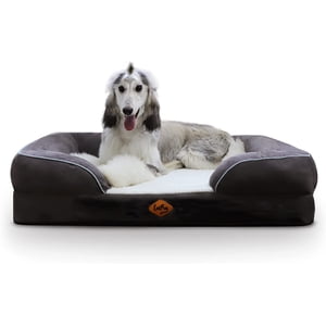 Laifug Lit de grand chien orthopédique pour les grands chiens, lits de Sofa pour chiens en mousse mémoire avec linger imperméable et housse amovible lavable,38x30x9, gris