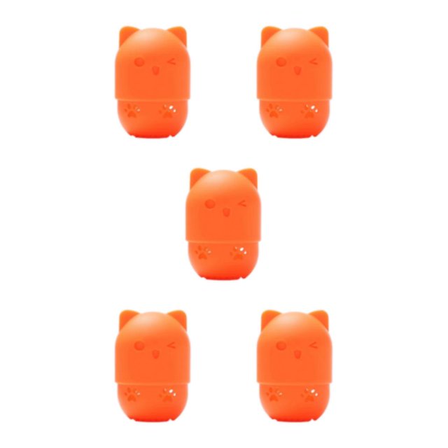 relayinert And Organize Cat Shaped Sponges Washable And Reusable Storage Box Bottom orange 5Set