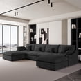 thumbnail image 2 of The Magic Home Canapé Sectionnel Modulaire en Lin en Forme de U à 4 Places, Noir, 2 of 13