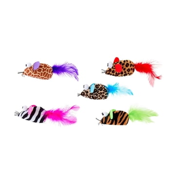 Jouet pour chat Multipet Safari, souris à plumes, couleurs assorties