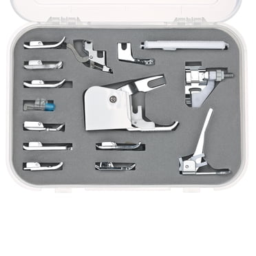 Graflsoa Kit de Pied Presseur Universel pour Machine à Coudre 15 Pcs avec Boîte de Rangement pour Machines à Tige Basse - Compatible avec Brother, Singer, Janome, et Plus