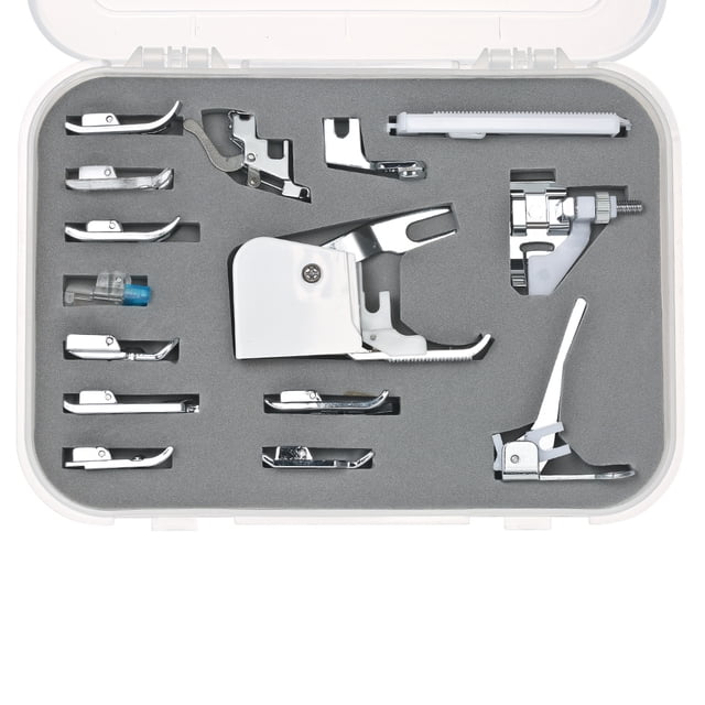 Graflsoa 15-Piece Universal Sewing Machine Presser Foot Kit with Storage Box for Low Shank Machines - Compatible with Brother, Singer, Janome, and More