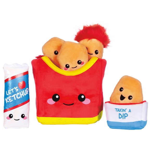 iscream Jouer avec Votre Nourriture Kawaii Nuggets de Poulet Accent Brodé Ensemble de 8 Pcs Oreiller de Jeu 10 Pouces x 7 Pouces