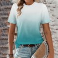 thumbnail image 2 of Timegard Summer Tops for Women Crew Neck Short Sleeve Gradient Color Comfy Blouse Casual Loose Tops, 2 of 5