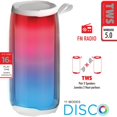 thumbnail image 2 of Escape - Portable Wireless Speaker with Microphone, FM Radio and Disco Lighting, White, 2 of 3