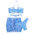 thumbnail image 4 of Faithtur Femmes Été 3PCS Bikini Ensembles Pendaison Cou Soutien-Gorge + Jupe Cordon + String Imprimé Zèbre, 4 of 7