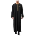 thumbnail image 1 of Men's Dress Robe with Embroidered Pocket Long Sleeve Shirt Traditional Arab Style Prayer Clothing Full-Length Coat and Robe for Men, 1 of 7