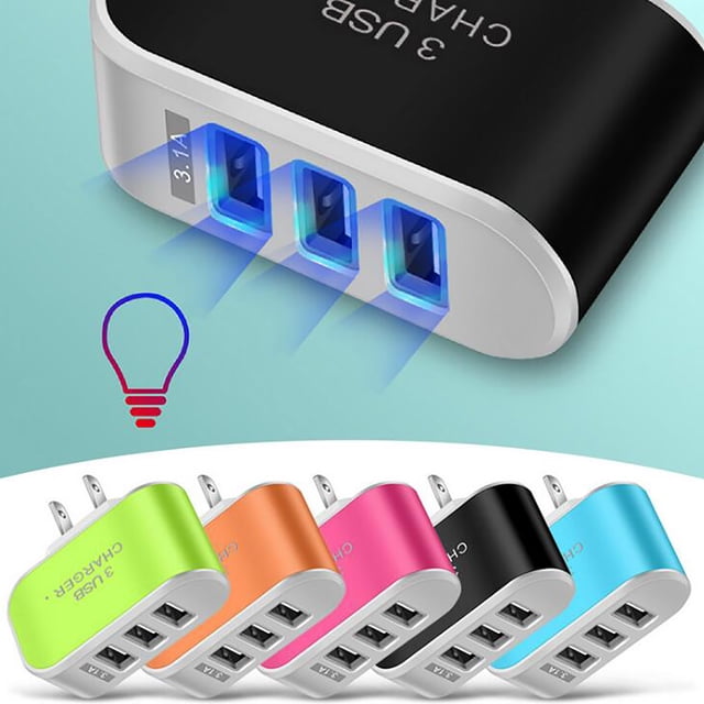 sdhkgrrt under $5 5Pcs USB Wall Charger, 3.1A Fast Charger Wall Adapter,3 Port USB Charger Block Multi Port Charger,Universal US Plug Power Adapter,Compact Travel Charger for Phones,High Speed