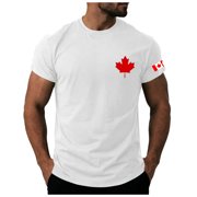 Ramiter T-shirt vintage Montréal Canadiens Hommes T-Shirts Canada Drapeau patriotique Chemises pour hommes Confortable Casual porter blanc,L