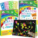 ZMLM 2Pack Rainbow Scratch Paper Notebook Magic Drawing Kit, Arts et artisanat pour les enfants Ages 6-8,8-12 Garçons Jouets Filles Cadeaux