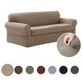 thumbnail image 1 of MAYTEX Pixel Ultra Soft Stretch Sofa Couch Furniture Cover Slipcover, Sand, 1 of 5