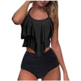 thumbnail image 2 of UPPADA Womens Two Piece Athletic Tankini Swimsuits Ruffle Sleeve Tankini Top with Swim Brief Tummy Control Modest Bathing Suits Women'S Bathing Suits Clearance,Black,L, 2 of 6