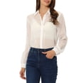 thumbnail image 1 of INSPIRE CHIC Chemise pour Femme en Maille Transparente à Col Pointu à Manches Longues Chemise Boutonnée S Blanc, 1 of 5