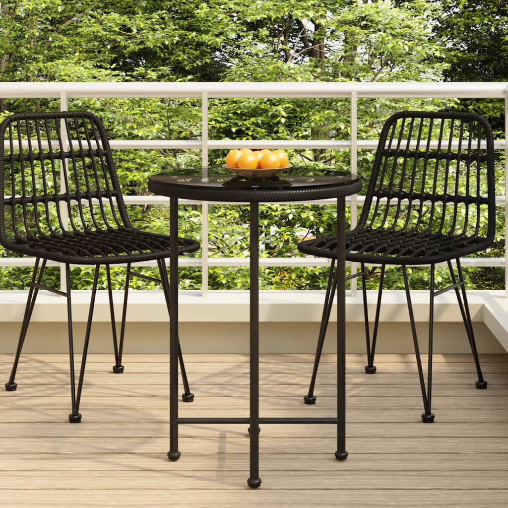 vidaXL Dining Table Black Ø55 cm Tempered Glass and Steel