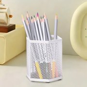 pstuiky Hexagonal Metal Mesh Pen Holder Desk Organizer for Office Home 3.93 X 3.54 X 3.14 In Pencil Pouch for Supplies & Accessories