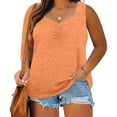 thumbnail image 2 of Mrat Racerback Tank Tops Débardeurs pour Femmes Mode Couleur Unie Sans Manches Col en V Débardeurs pour Femmes P-543 Orange 5TG, 2 of 8