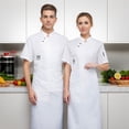 thumbnail image 2 of Men's Cardigan Unisex Chef Coat Jacket for Cooking Restaurant Work Kitchen Apparel Tops, 2 of 8