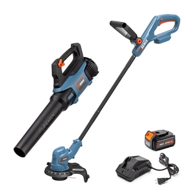 SENIX S2K2B1-03 20V Ensemble Combiné Sans Fil à 2 Outils, Comprend Tondeuse à Ficelles de 10 Pouces, Souffleur de Feuilles à Vitesse Variable