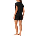 thumbnail image 3 of INSPIRE CHIC Women's Pajama Sets Short Sleeves Tops with Shorts Pockets Soft Ruffle Lounge Outfits Sets XL Black, 3 of 6