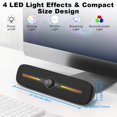 thumbnail image 4 of Computer Speakers for Desktop, USB Powered Bluetooth PC Speaker with LED Light, 3.5mm Aux Soundbar with Rotary Volume  Button for Laptop Monitor Office Music Game Gray, 4 of 8