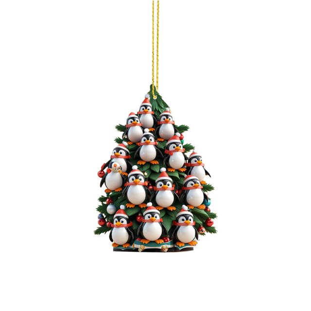 Binwennn Easter Decorations Christmas Tree Penguin Acrylic 2D Pendant Christmas Pendant Christmas Tree Shape Penguin Pendant Christmas Acrylic Pendant New Year Pendant