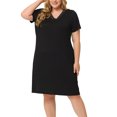 thumbnail image 1 of Agnes Orinda Nuisettes pour Femmes Grande Taille en Dentelle à Col en V à Manches Courtes Pyjama Tenue de Nuit Robe 4X Noir, 1 of 5