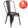 thumbnail image 4 of Commercial Grade 4 Pack Distressed Copper Metal Indoor-Outdoor Stackable Chair, 4 of 9