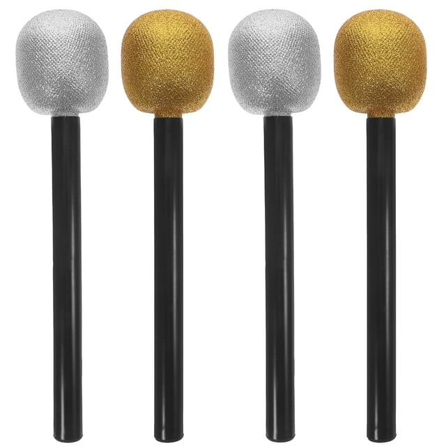 SHISUYAN 4Pcs Fake Microphone Models Simulated Microphone Toys Glitter Fake Microphone Props Kids Toys