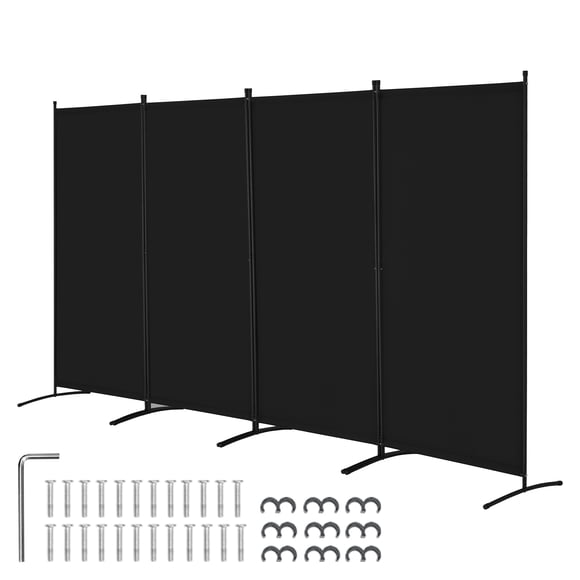 VEVOR Cloison de Séparation 4 Panneaux Écran d'Intimité en Tissu pour Bureau Chambre Noir