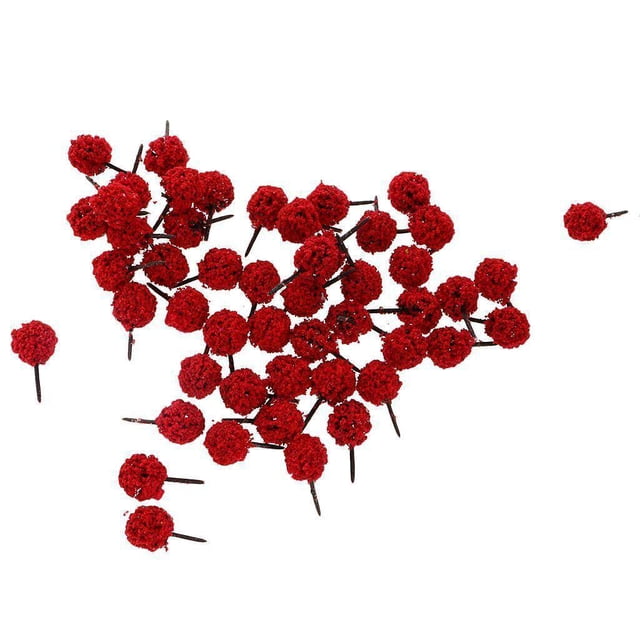 50 Pieces Ball Shaped Model Trees DIY Landscape Scenery Model Train Scenery N Scale Red