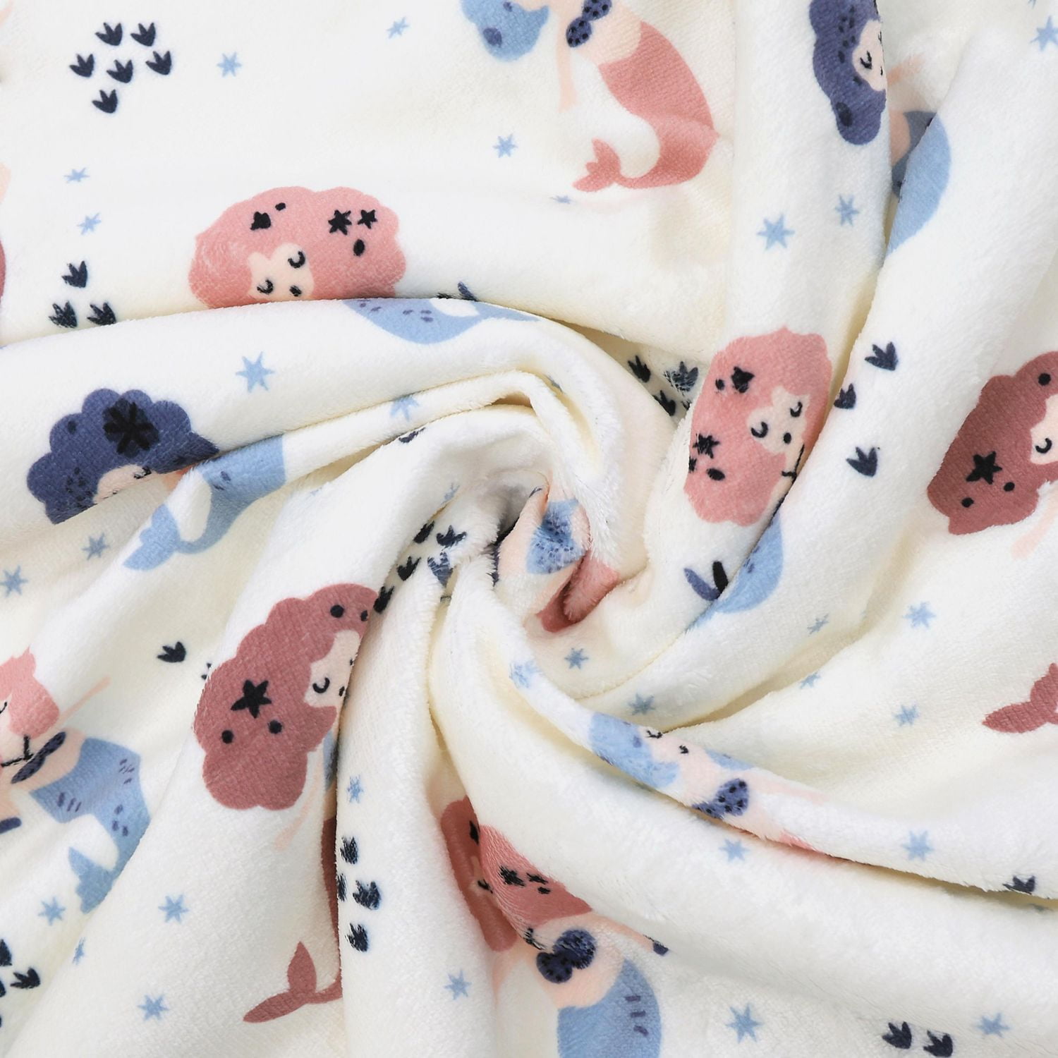 Couverture réversible en flanelle polaire douce et chaude pour enfants, motif sirène rose avec base blanche, 101 x 127 cm