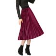 thumbnail image 4 of INSPIRE CHIC Jupe Midi Évasée Plissée en Velours à Taille Haute Élastique pour Femme, 4 of 5