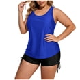 thumbnail image 1 of ShomPort Womens Swim Set 3 Piece Tankini Top and Swim Bra with Side Drawstring Boy Shorts Swimsuits, 1 of 6