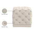 thumbnail image 3 of Meridian Furniture Stella Collection Modern | Contemporary Velvet Upholstered Ottoman / Stool with Deep Button Tufting and Solid Wood Frame, Cream, 18" W x 18" D x 17" H, 3 of 4