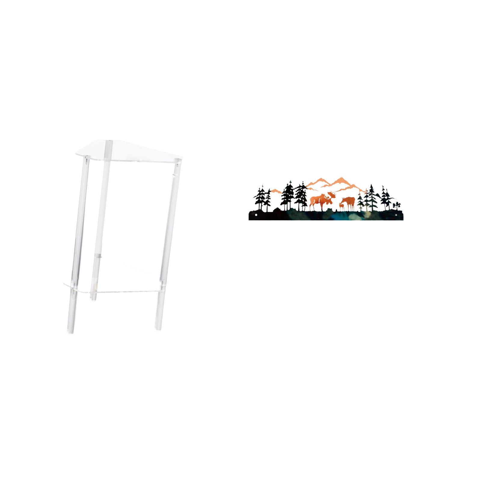 Luzkey Minimalist Clear Acrylic Side Table NightStand Modern Bedside Cabinet End Table with Deer Wall Decor Sculpture Hanging for Living Room Bedroom Home Office Garden Fence Outdoor Indoor