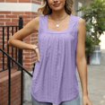 thumbnail image 4 of Dealovy Womens Eyelet Tank Tosps Summer Loose Square Neck Sleeveless Loose Beach Flowy Tunic Tops, 4 of 7